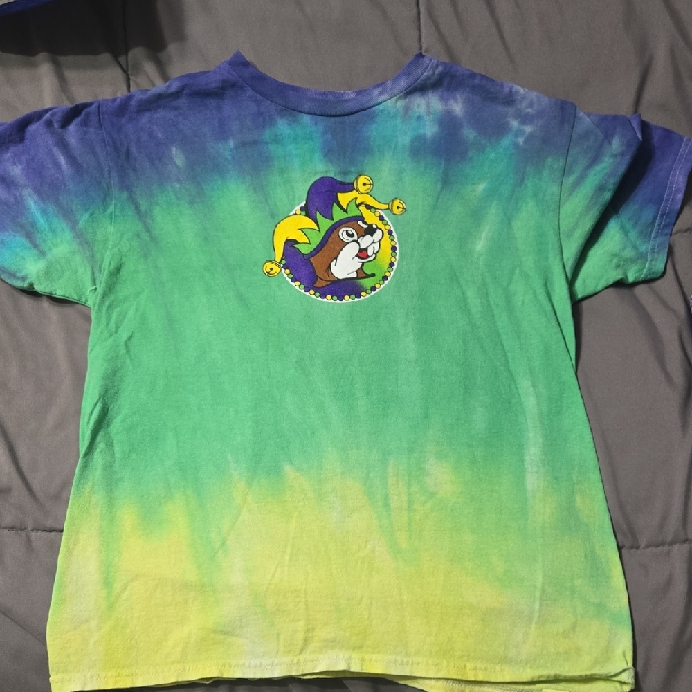 Colorful BUC-EES MARDI GRAS Tie-Dye Kids Shirt SZ M